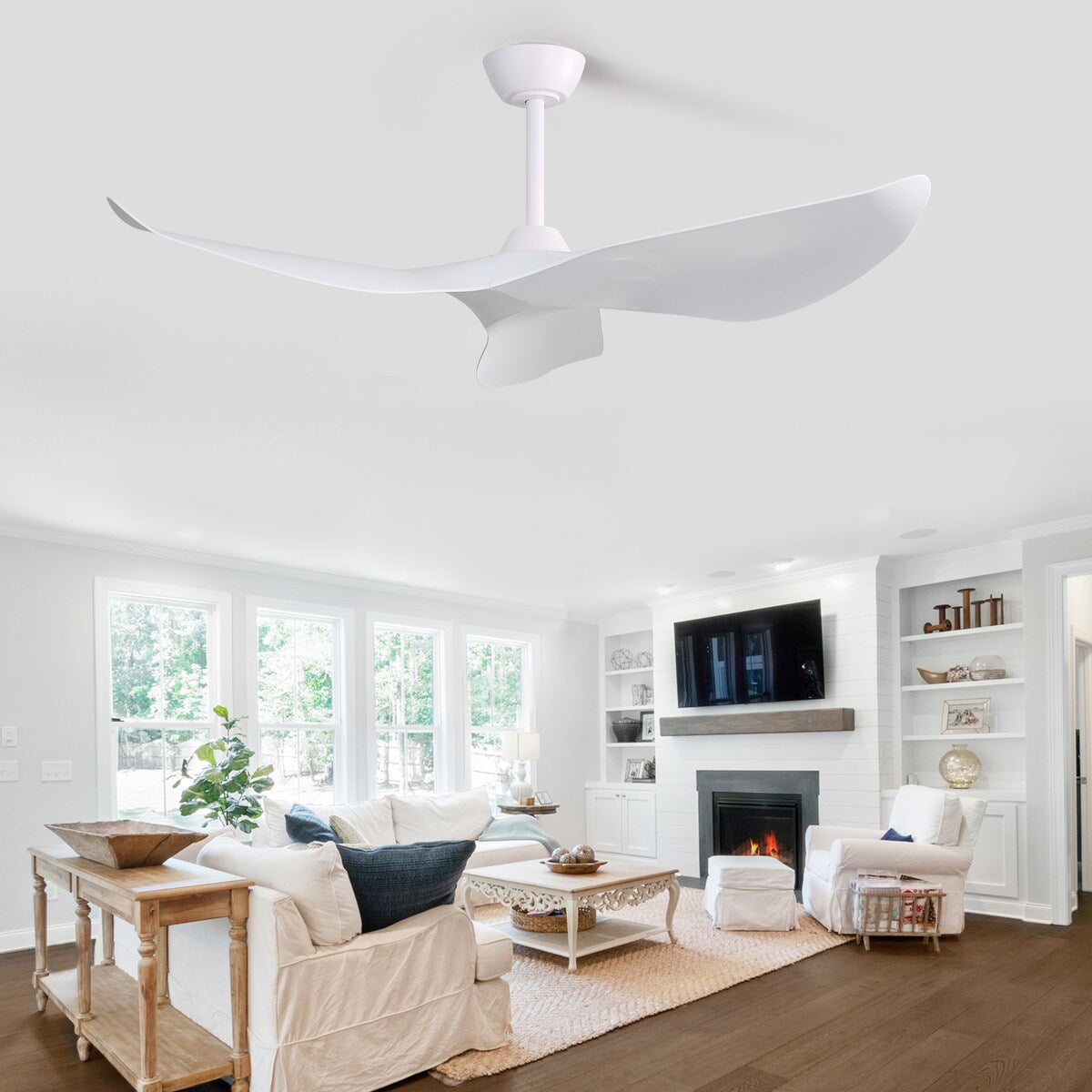 38" Modern Ceiling Fan without Lights, Remote Control and DC Motor - N/A