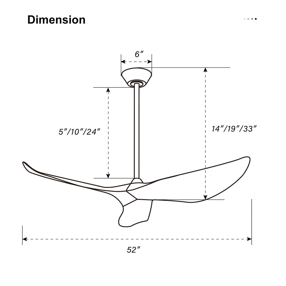 38" Modern Ceiling Fan without Lights, Remote Control and DC Motor - N/A