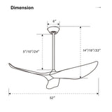 38" Modern Ceiling Fan without Lights, Remote Control and DC Motor - N/A