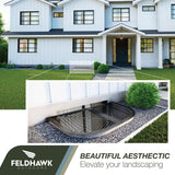 38" x 64" Window Well Cover Powder Coat Black Mesh Steel Well Cover D - Shaped Egress Covering Semi-universal fit.