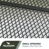 38" x 64" Window Well Cover Powder Coat Black Mesh Steel Well Cover D - Shaped Egress Covering Semi-universal fit.