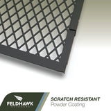 38" x 64" Window Well Cover Powder Coat Black Mesh Steel Well Cover D - Shaped Egress Covering Semi-universal fit.