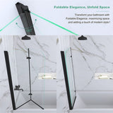39 in. W x 55 in. H Pivot Tub Door in Matte Black with Clear Tempered Glass