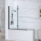 39 in. W x 55 in. H Pivot Tub Door in Matte Black with Clear Tempered Glass