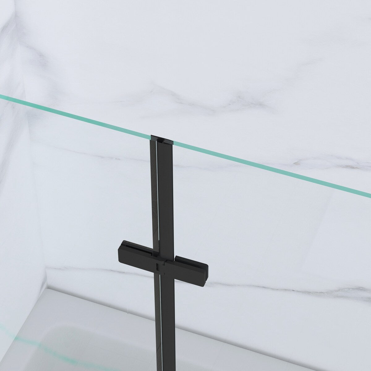 39 in. W x 55 in. H Pivot Tub Door in Matte Black with Clear Tempered Glass