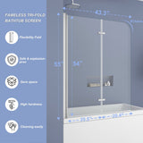 39 in. W x 55 in. H Pivot Tub Door in Matte Black with Clear Tempered Glass