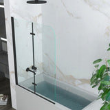 39 in. W x 55 in. H Pivot Tub Door in Matte Black with Clear Tempered Glass
