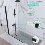 39 in. W x 55 in. H Pivot Tub Door in Matte Black with Clear Tempered Glass