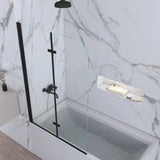 39 in. W x 55 in. H Pivot Tub Door in Matte Black with Clear Tempered Glass