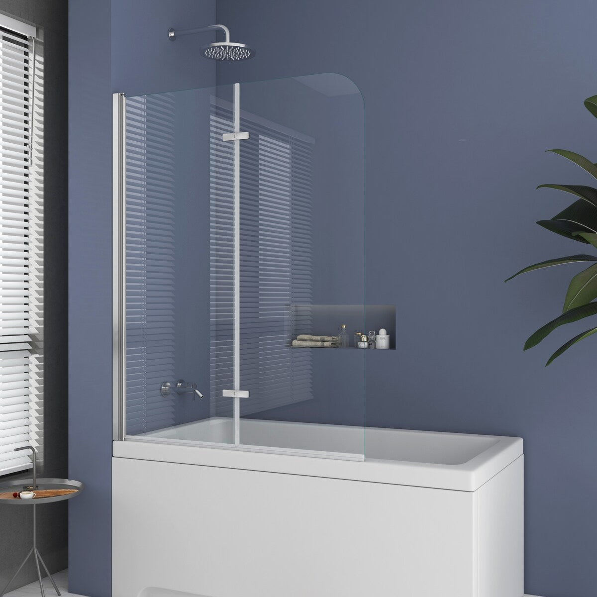 39 in. W x 55 in. H Pivot Tub Door in Matte Black with Clear Tempered Glass
