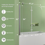 39 in. W x 55 in. H Pivot Tub Door in Matte Black with Clear Tempered Glass