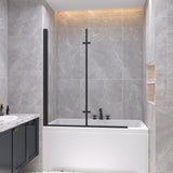 39 in. W x 55 in. H Pivot Tub Door in Matte Black with Clear Tempered Glass