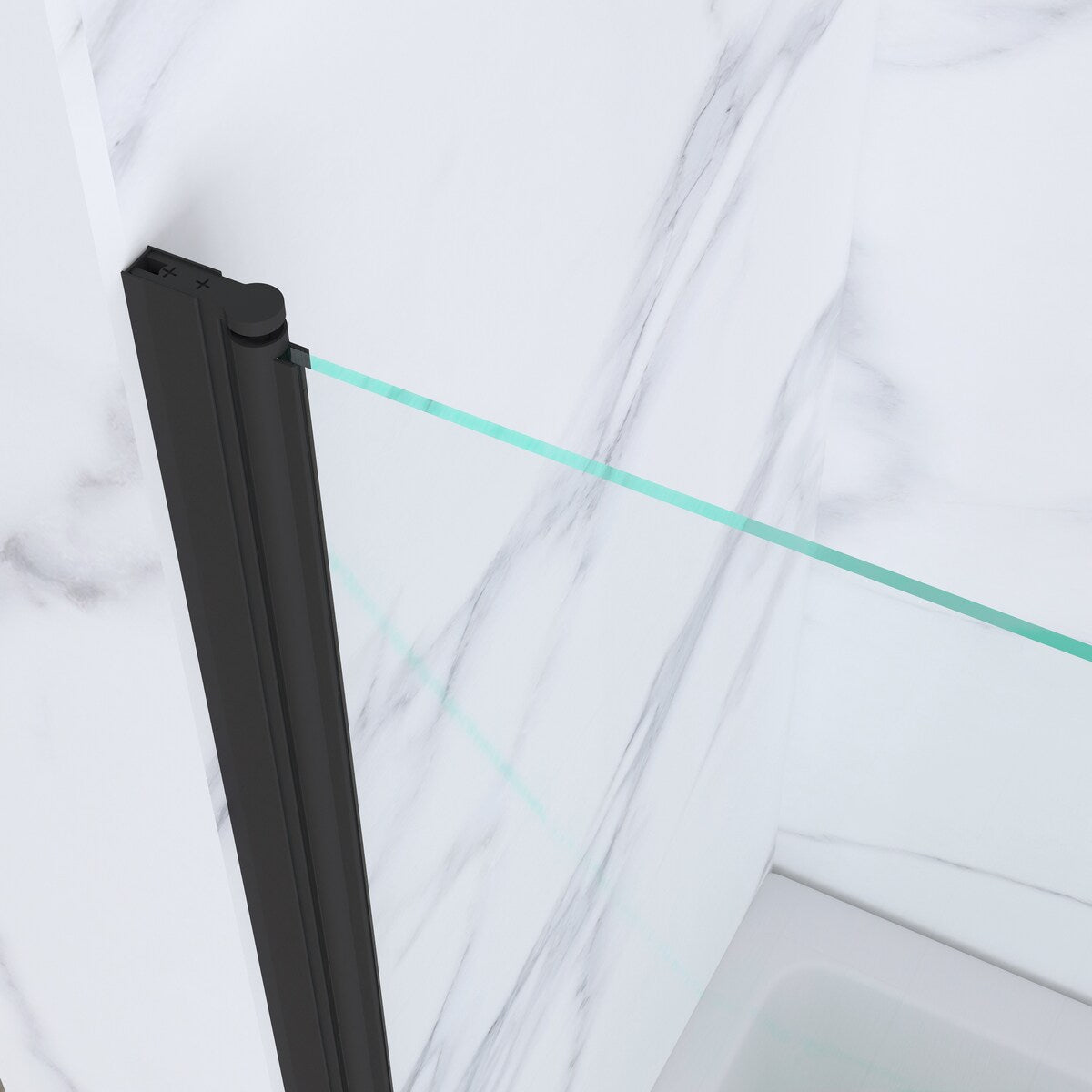 39 in. W x 55 in. H Pivot Tub Door in Matte Black with Clear Tempered Glass