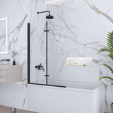 39 in. W x 55 in. H Pivot Tub Door in Matte Black with Clear Tempered Glass