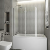 39 in. W x 55 in. H Pivot Tub Door in Matte Black with Clear Tempered Glass