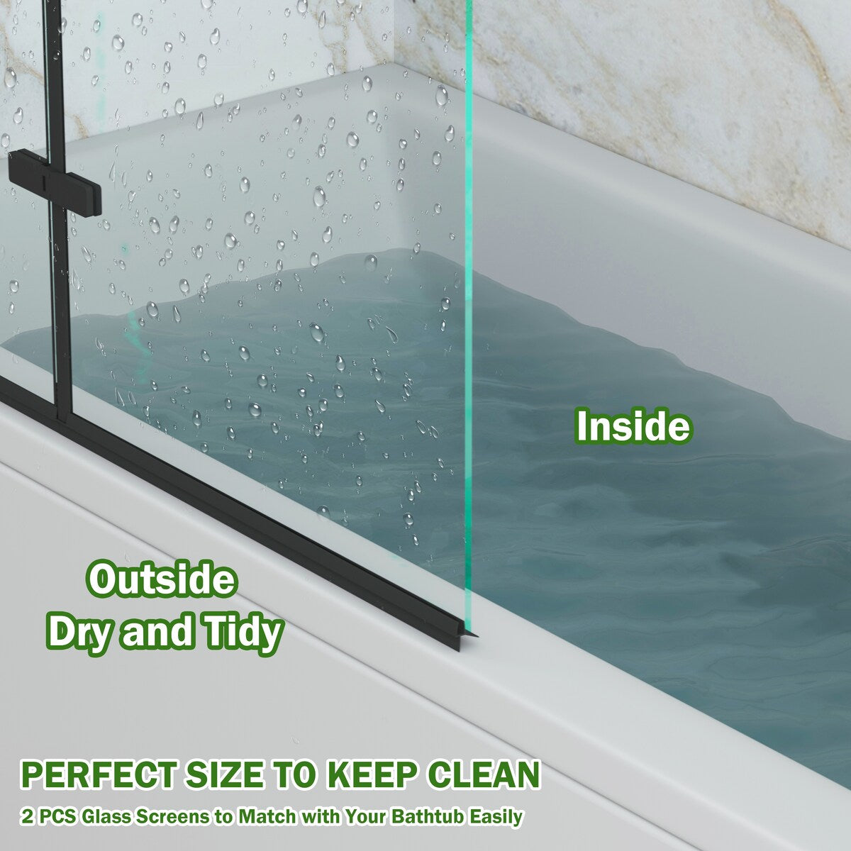 39 in. W x 55 in. H Pivot Tub Door in Matte Black with Clear Tempered Glass