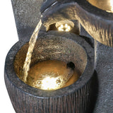 39-inch High 5-Tier Outdoor Water Fountain w/LED Lights for Patio Deck