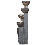 39-inch High 5-Tier Outdoor Water Fountain w/LED Lights for Patio Deck