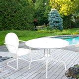 39.25" Outdoor Round Retro Metal Tulip Dining Table White