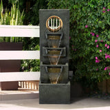 39.3 '' H Modern Slate Stone Look Floor Waterfall Fountain with LED