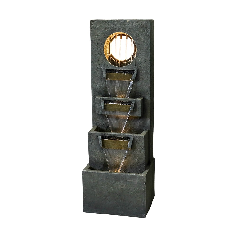 39.3 '' H Modern Slate Stone Look Floor Waterfall Fountain with LED