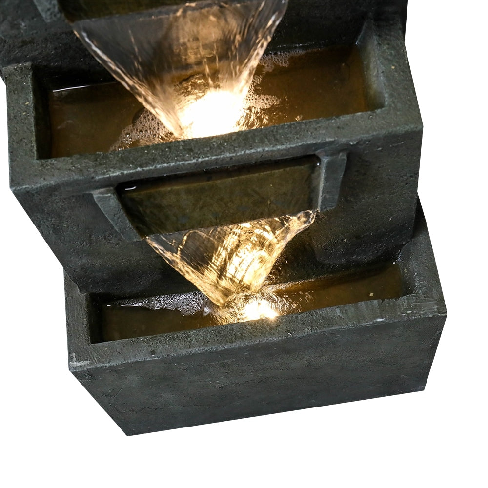 39.3 '' H Modern Slate Stone Look Floor Waterfall Fountain with LED