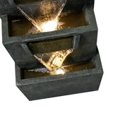 39.3 '' H Modern Slate Stone Look Floor Waterfall Fountain with LED