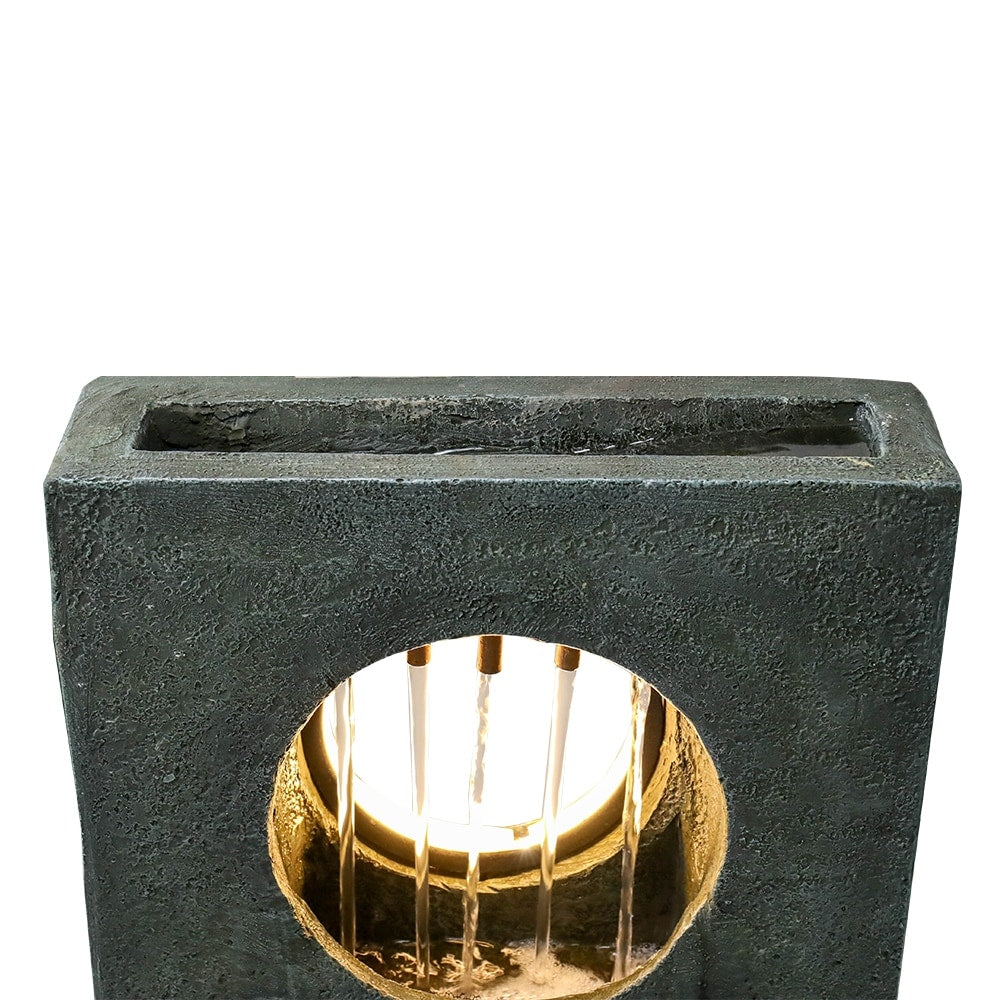 39.3 '' H Modern Slate Stone Look Floor Waterfall Fountain with LED