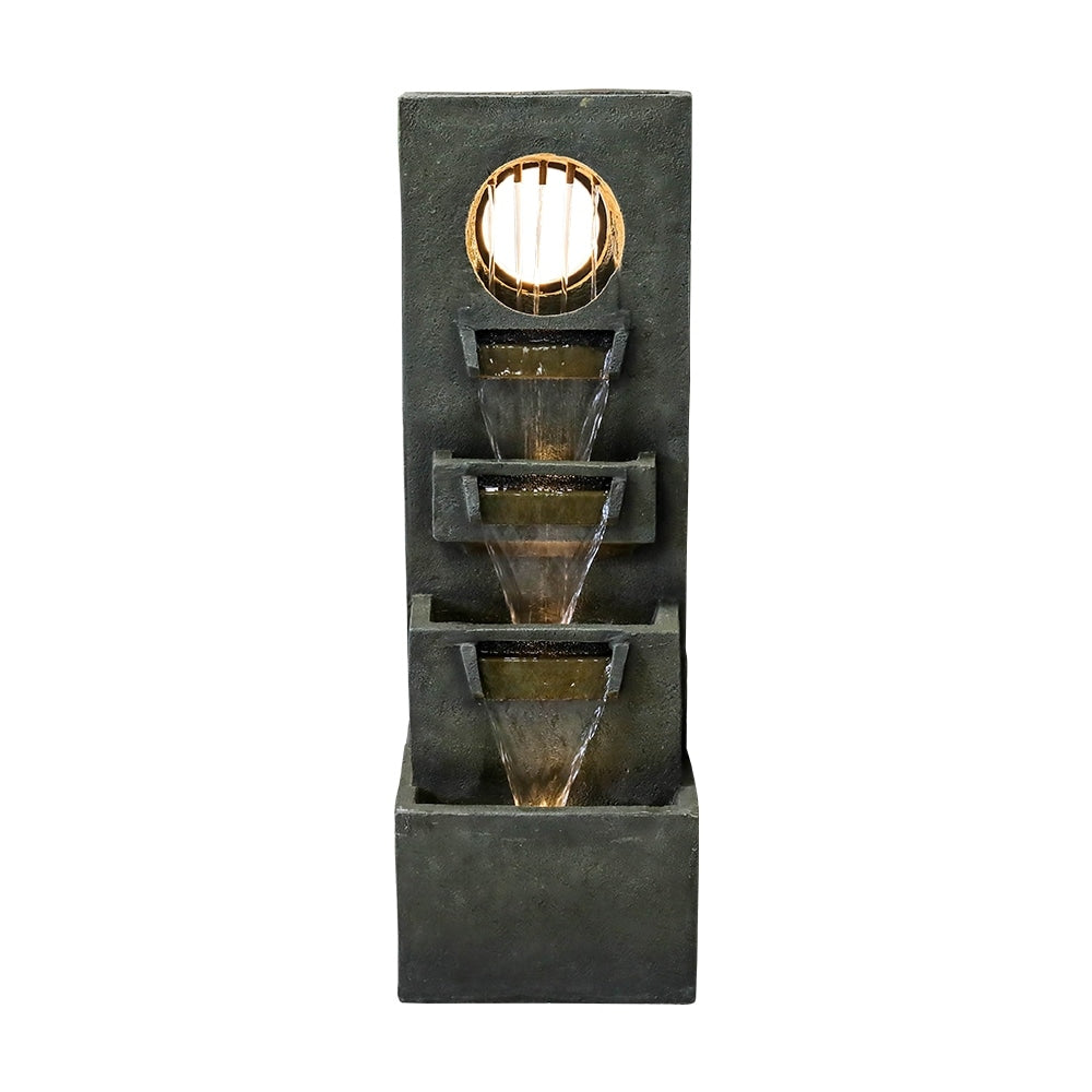 39.3 '' H Modern Slate Stone Look Floor Waterfall Fountain with LED