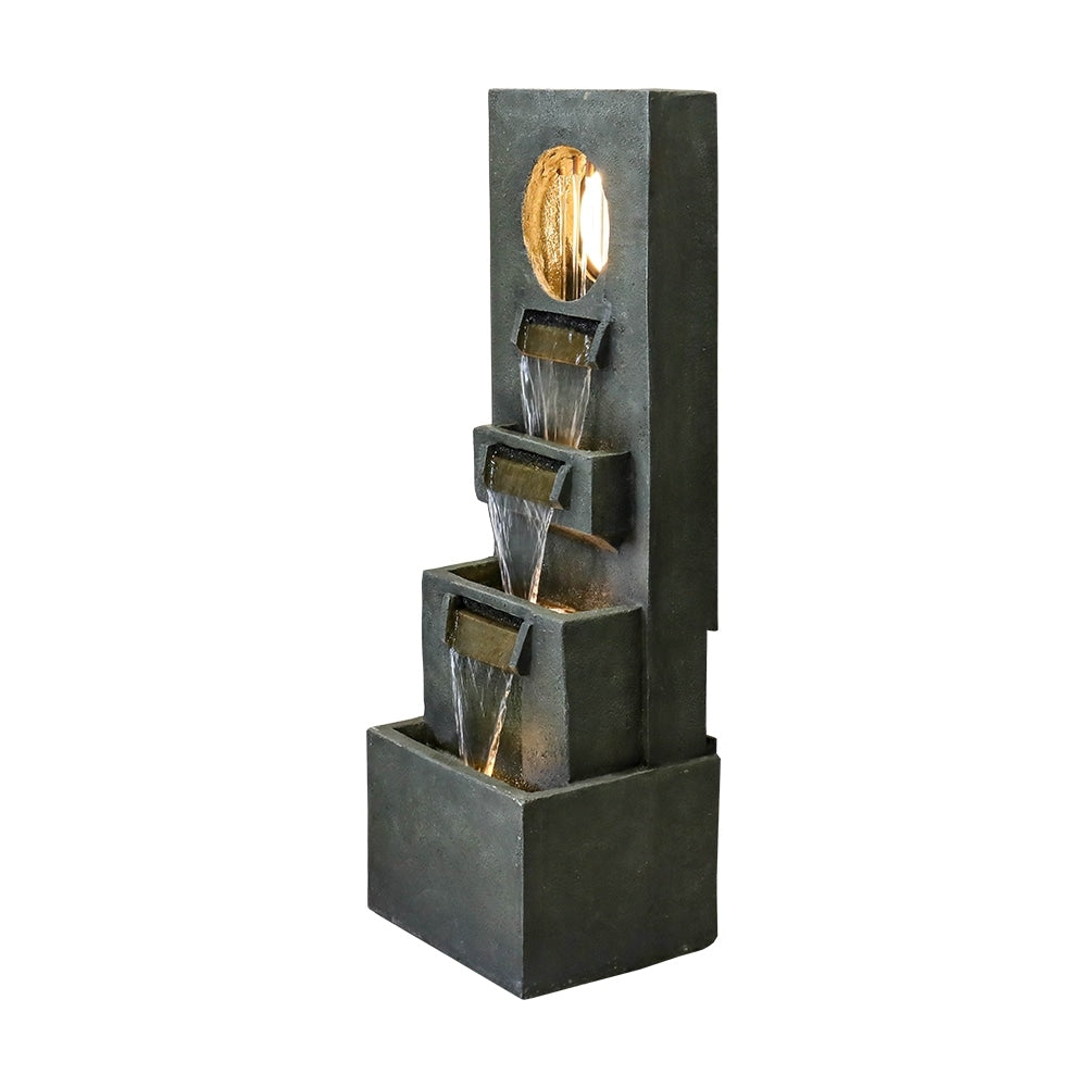 39.3 '' H Modern Slate Stone Look Floor Waterfall Fountain with LED