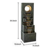 39.3 '' H Modern Slate Stone Look Floor Waterfall Fountain with LED