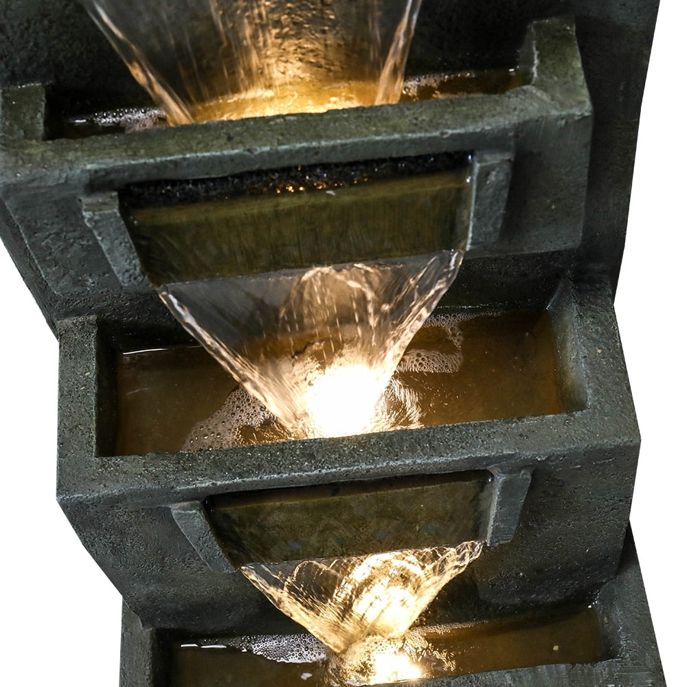 39.3 '' H Modern Slate Stone Look Floor Waterfall Fountain with LED