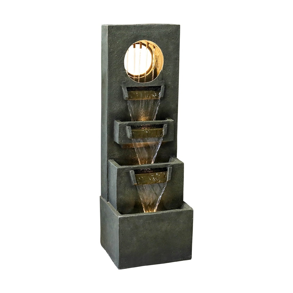 39.3 '' H Modern Slate Stone Look Floor Waterfall Fountain with LED