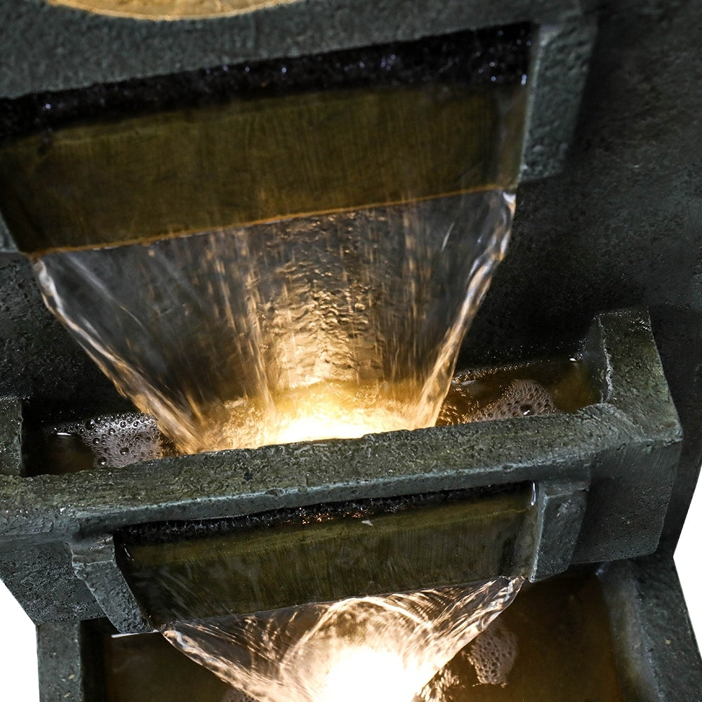 39.3 '' H Modern Slate Stone Look Floor Waterfall Fountain with LED