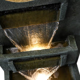 39.3 '' H Modern Slate Stone Look Floor Waterfall Fountain with LED