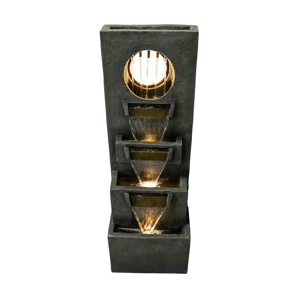 39.3 '' H Modern Slate Stone Look Floor Waterfall Fountain with LED