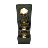 39.3 '' H Modern Slate Stone Look Floor Waterfall Fountain with LED