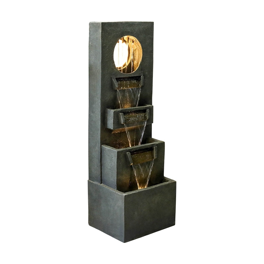 39.3 '' H Modern Slate Stone Look Floor Waterfall Fountain with LED