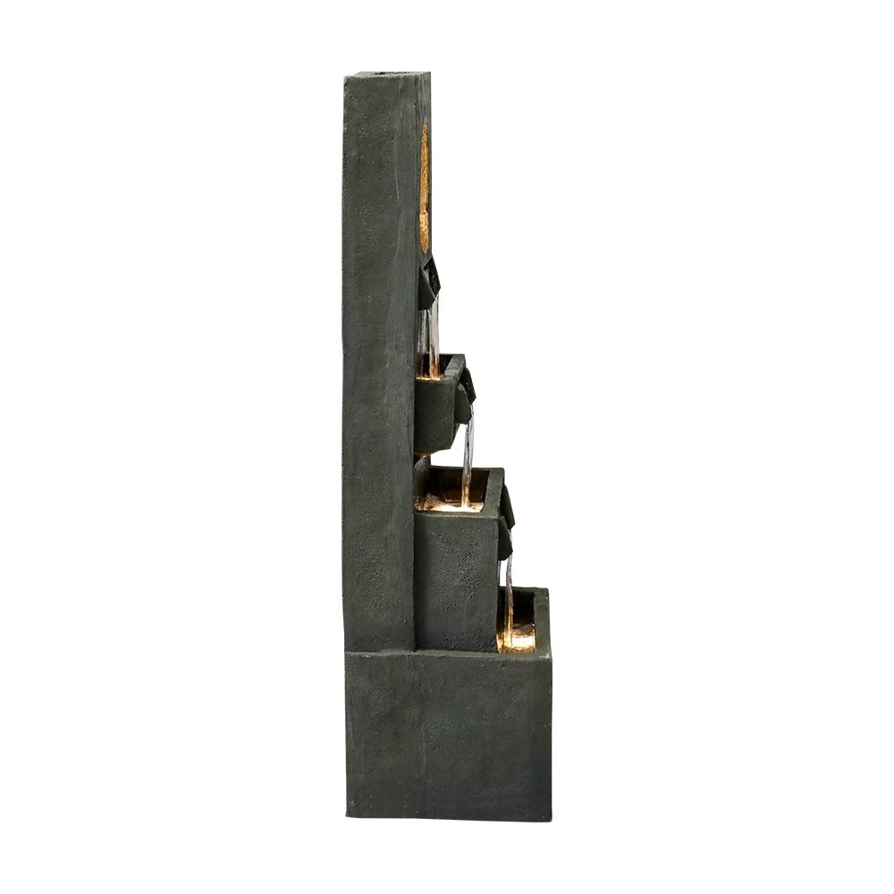 39.3 '' H Modern Slate Stone Look Floor Waterfall Fountain with LED