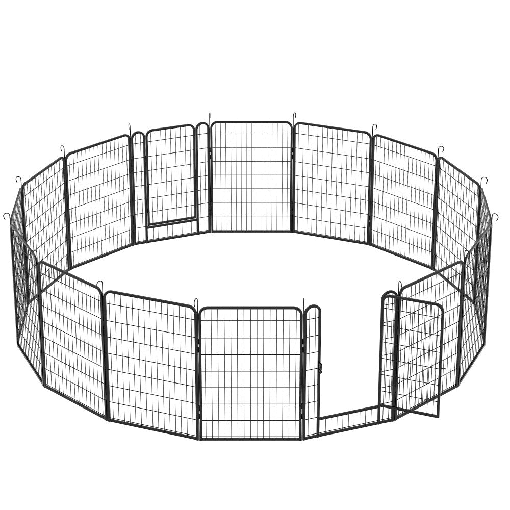 39.37" Dog Fence 16 Panels Heavy Duty Metal Playpen with Door for Outdoor