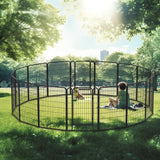 39.37" Dog Fence 16 Panels Heavy Duty Metal Playpen with Door for Outdoor