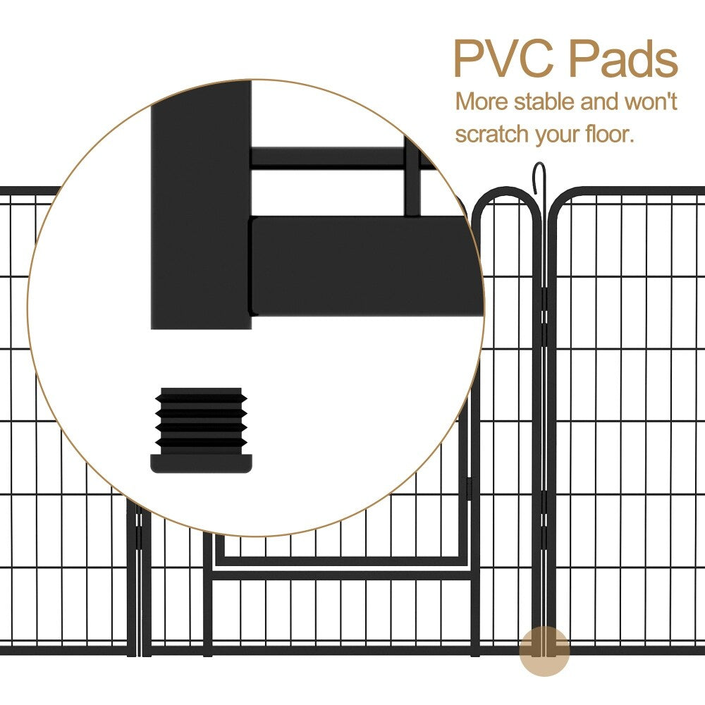 39.37" Dog Fence 16 Panels Heavy Duty Metal Playpen with Door for Outdoor