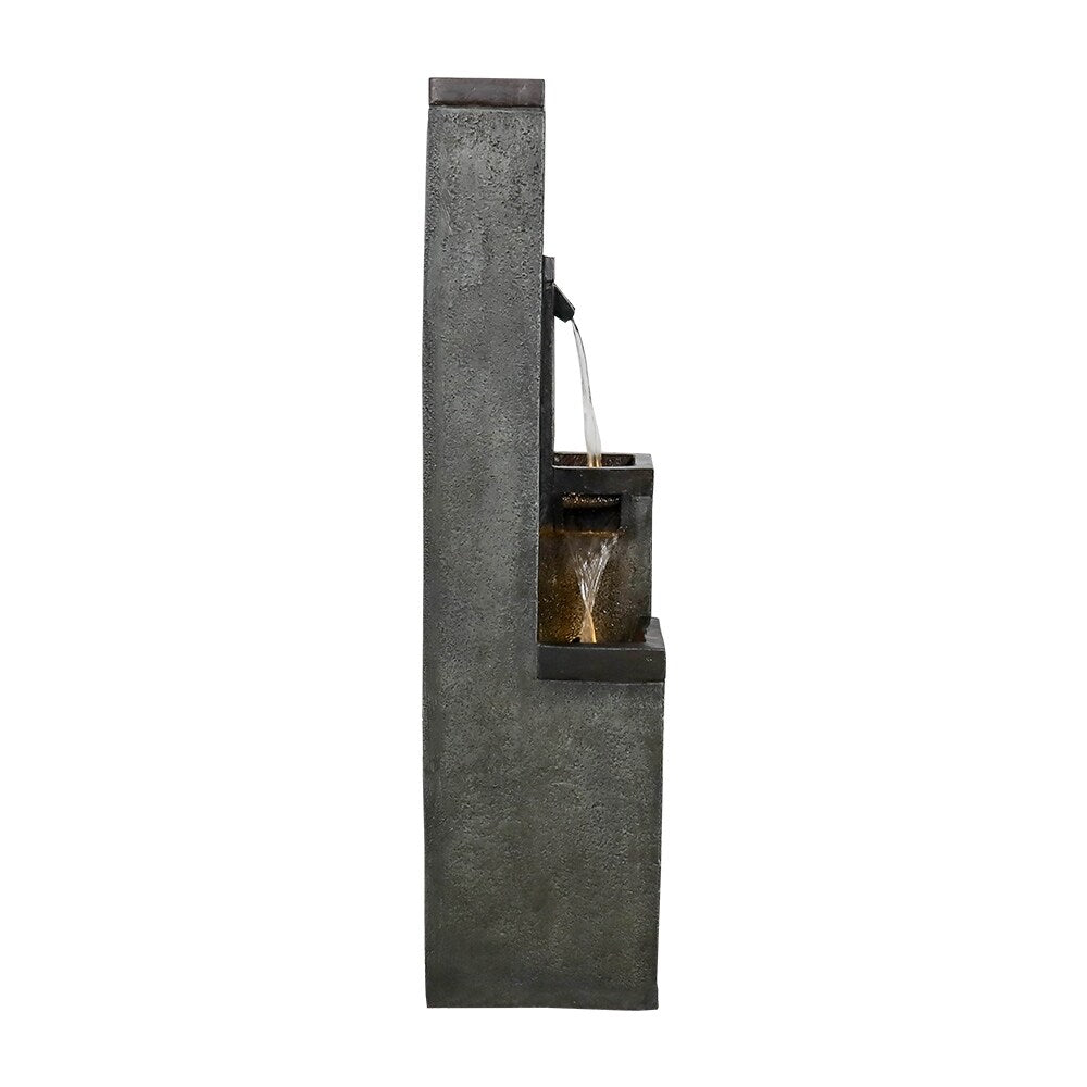39.3IN Water Fountain Outdoor Modern Floor-Standing Fountain w/Lights