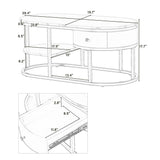 39.4 in. Oval Metal Marble Golden Coffee Table with Drawers & Shelves