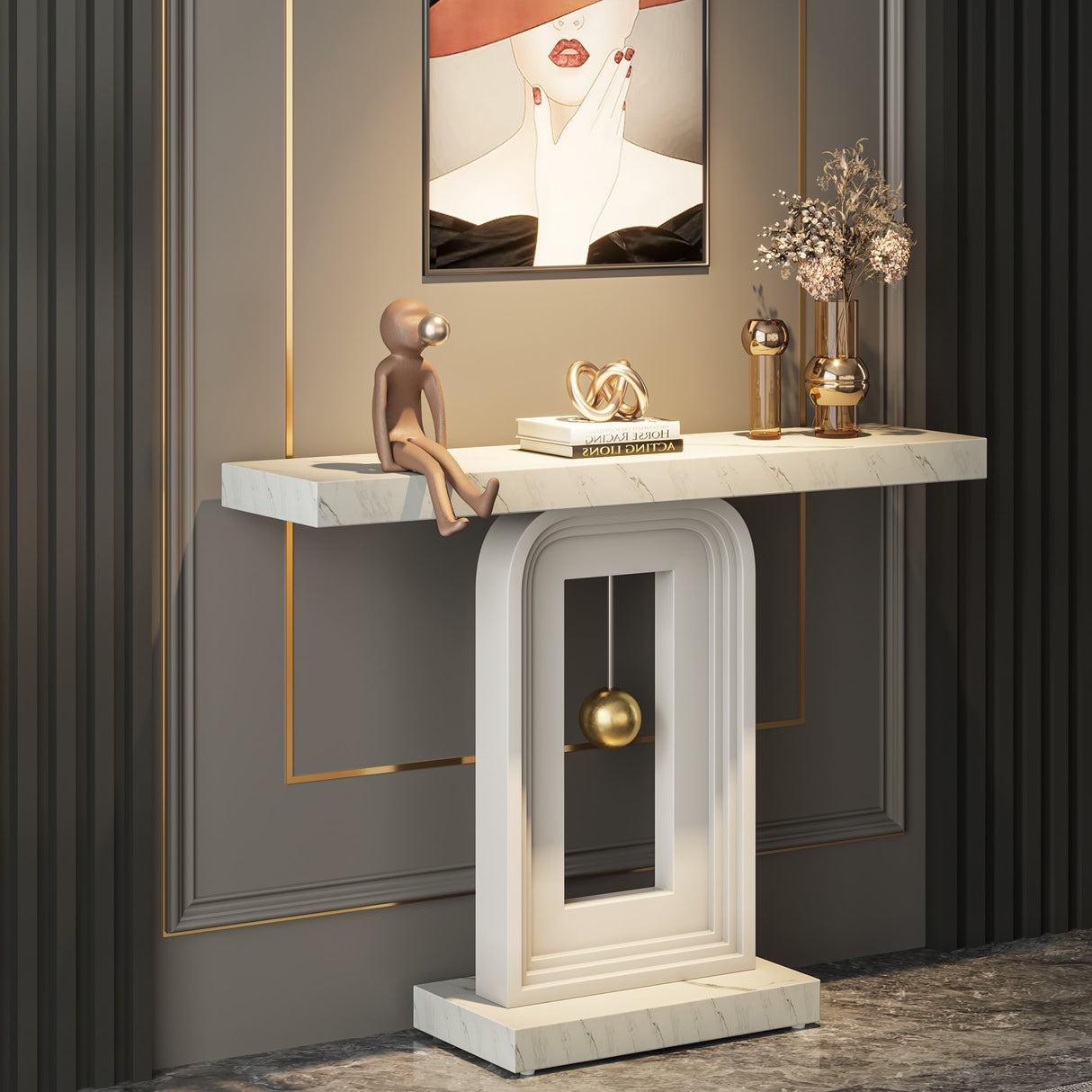 39.5 Inche Narrow Console Sofa Hallway Accent Table for Entryway