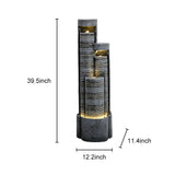 39.5-inch Garden Waterfall Fountain w/LED Lights for Yard, Floor Patio