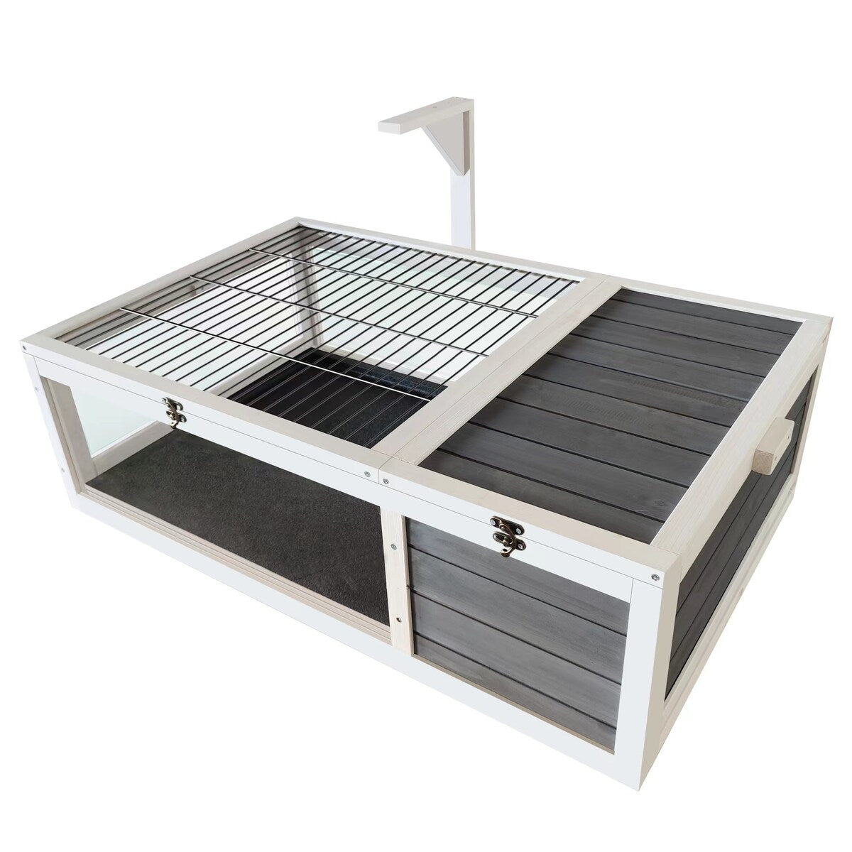 39.5"Wood Tortoise House Indoor Turtle Habitat Reptile Cage for Lizards, Geckos,with Removable Waterproof Tray,Light Support