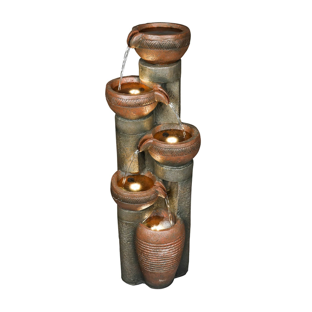 39.7'' Outdoor Water Fountain w/ Lights, Resin Fountain