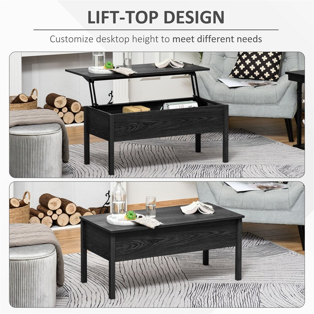 39" Modern Lift Top Coffee Table Desk With Hidden Storage Compartment
