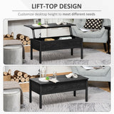 39" Modern Lift Top Coffee Table Desk With Hidden Storage Compartment
